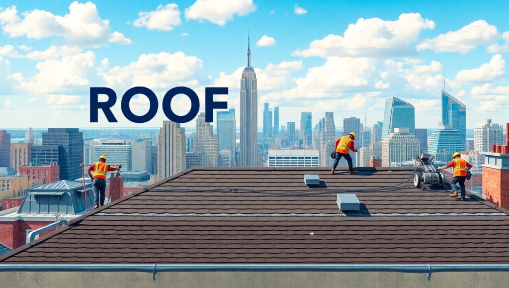 Roofers repairing a roof